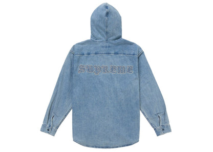 Supreme Hooded Denim Shirt Blue