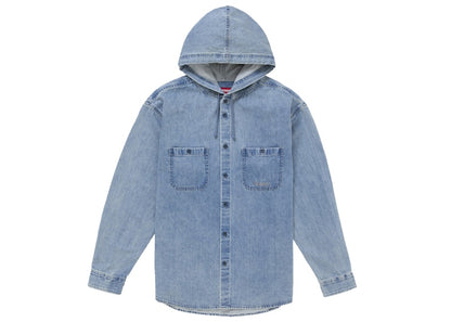 Supreme Hooded Denim Shirt Blue