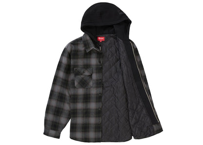 Supreme Hooded Flannel Zip Up Shirt Black