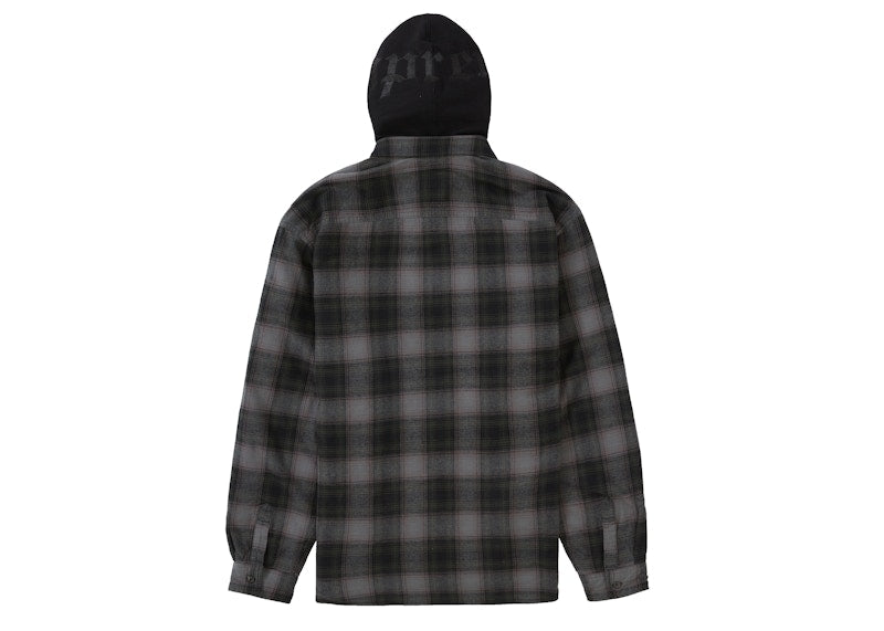 Supreme Hooded Flannel Zip Up Shirt Black