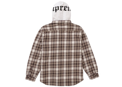 Supreme Hooded Flannel Zip Up Shirt Brown