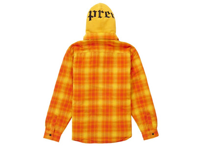 Supreme Hooded Flannel Zip Up Shirt Orange