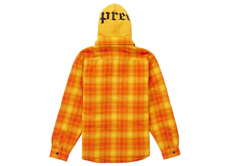 Supreme Hooded Flannel Zip Up Shirt Orange