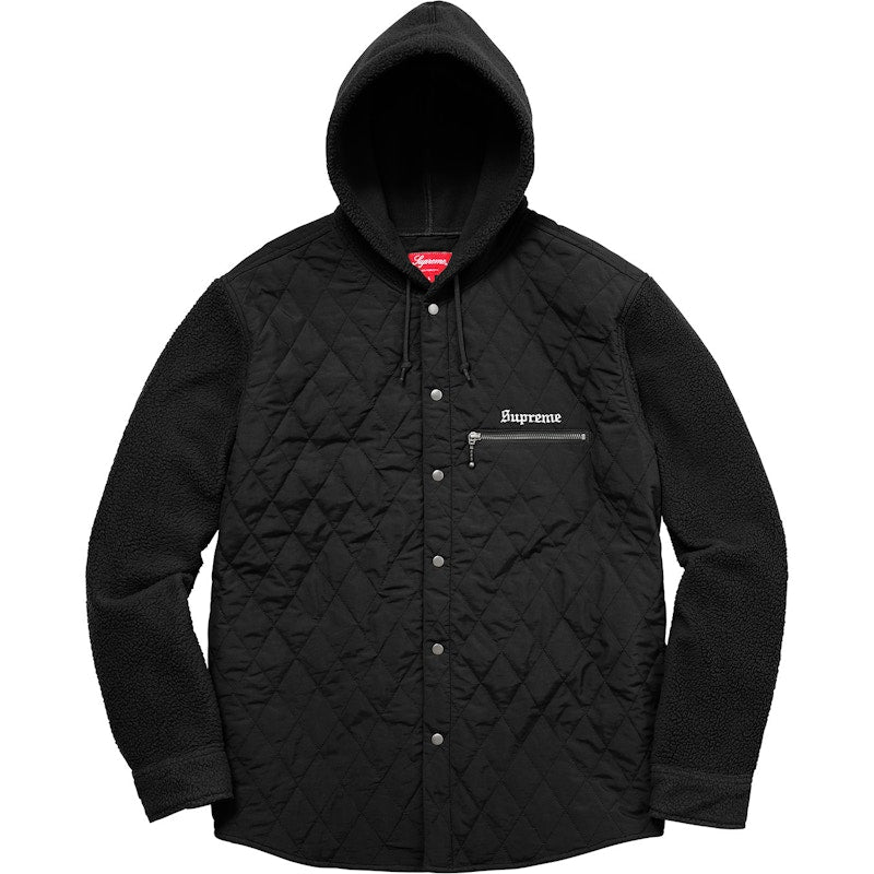 Supreme Hooded Fleece Nylon Shirt Black