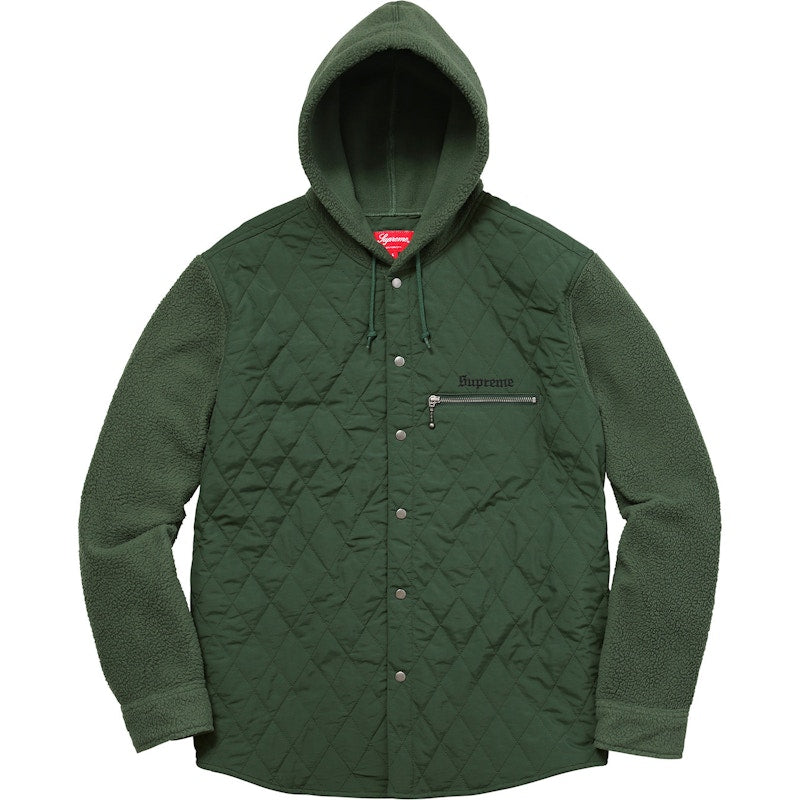 Supreme Hooded Fleece Nylon Shirt Green