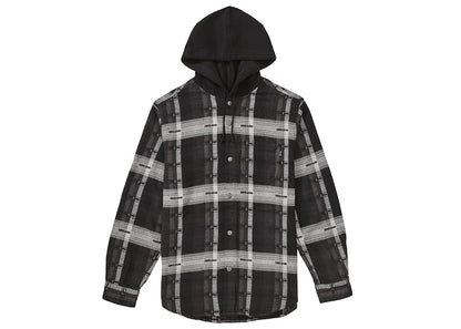 Supreme Hooded Jacquard Flannel Shirt Black
