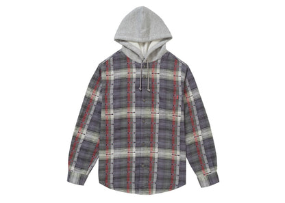 Supreme Hooded Jacquard Flannel Shirt Navy