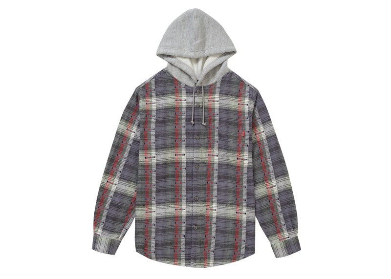 Supreme Hooded Jacquard Flannel Shirt Navy
