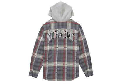 Supreme Hooded Jacquard Flannel Shirt Navy