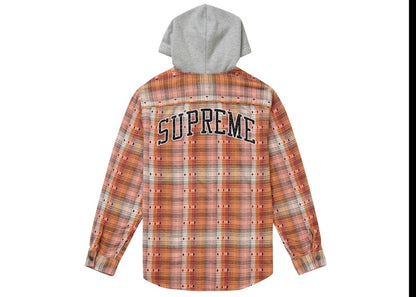 Supreme Hooded Jacquard Flannel Shirt Orange