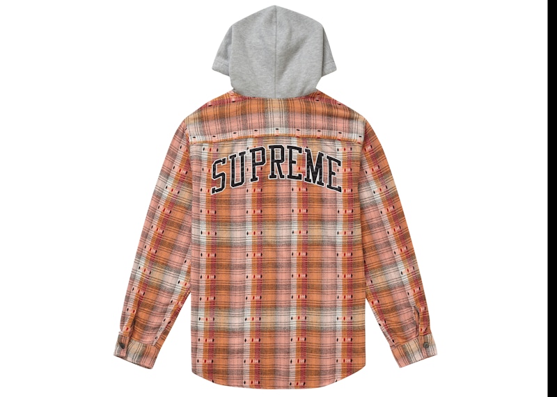 Supreme Hooded Jacquard Flannel Shirt Orange