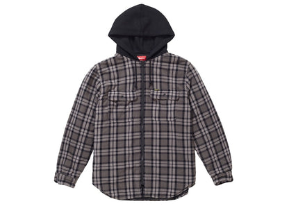 Supreme Hooded Plaid Work Shirt Black