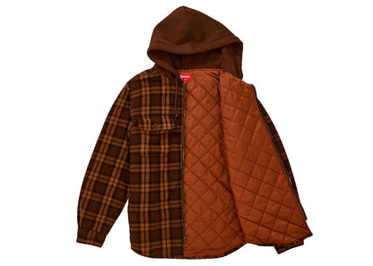 Supreme Hooded Plaid Work Shirt Brown