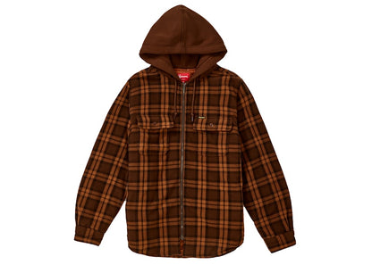 Supreme Hooded Plaid Work Shirt Brown