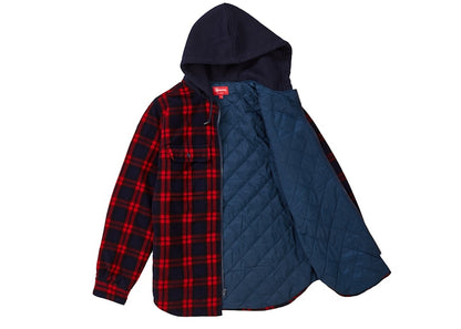 Supreme Hooded Plaid Work Shirt Navy