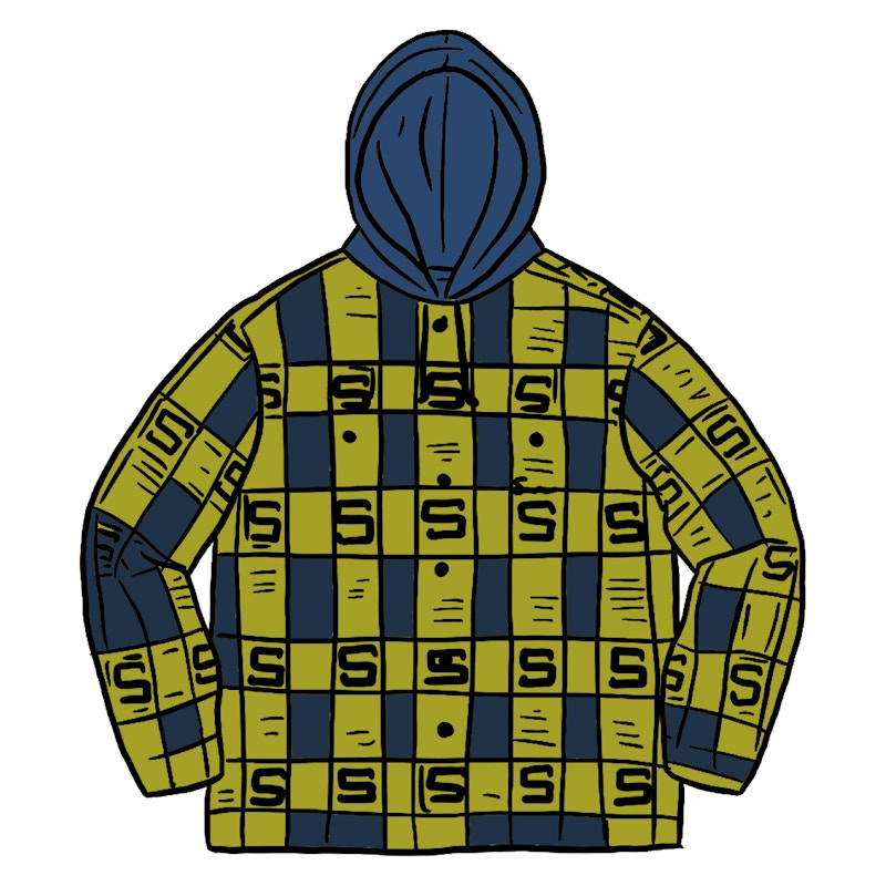 Supreme Hooded Shadow Plaid Shirt Navy