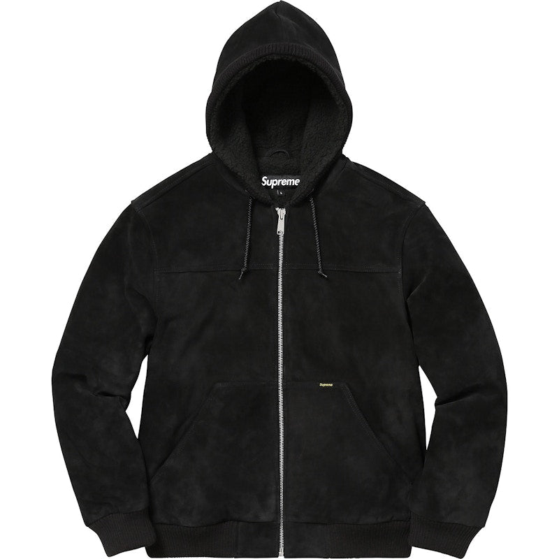 Supreme Hooded Suede Work Jacket Black