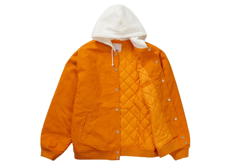 Supreme Hooded Twill Varsity Jacket Orange