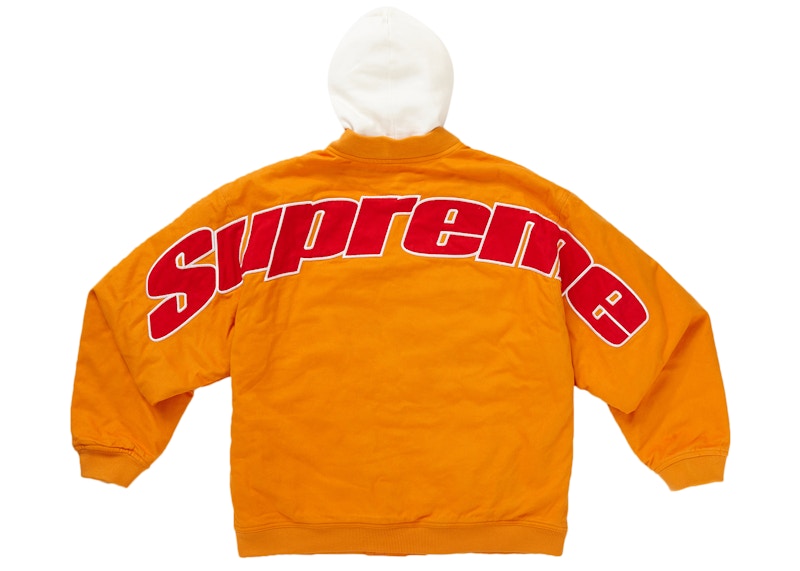 Supreme Hooded Twill Varsity Jacket Orange