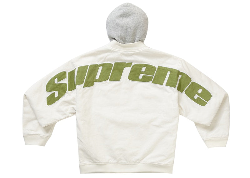 Supreme Hooded Twill Varsity Jacket White