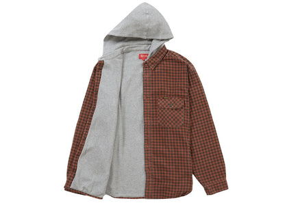 Supreme Houndstooth Flannel Hooded Shirt Red