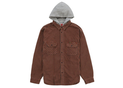 Supreme Houndstooth Flannel Hooded Shirt Red