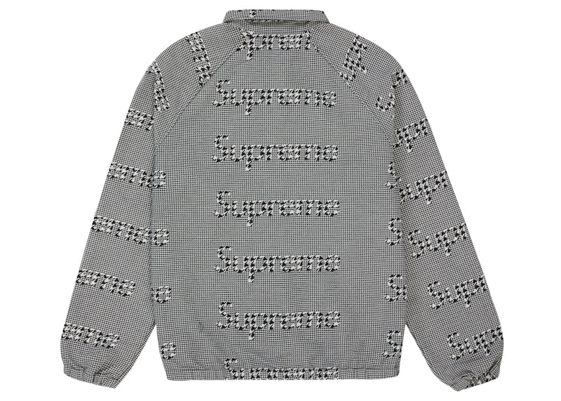 Supreme Houndstooth Logos Snap Front Jacket Black