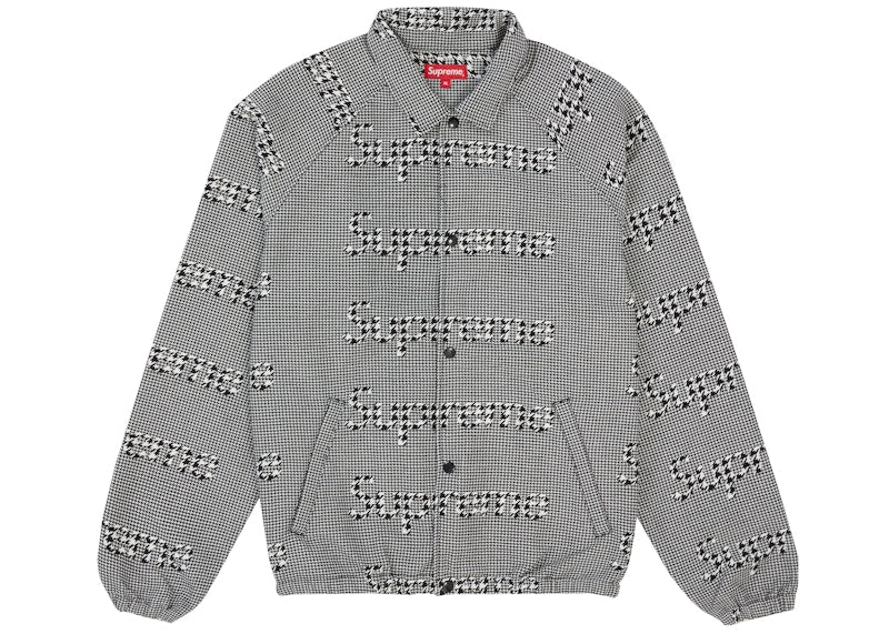 Supreme Houndstooth Logos Snap Front Jacket Black