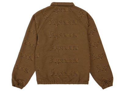 Supreme Houndstooth Logos Snap Front Jacket Brown