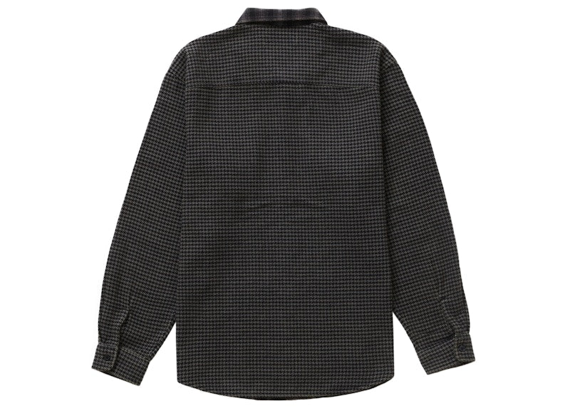 Supreme Houndstooth Plaid Flannel Shirt Black
