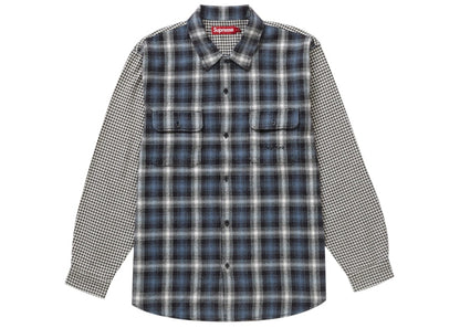 Supreme Houndstooth Plaid Flannel Shirt Navy