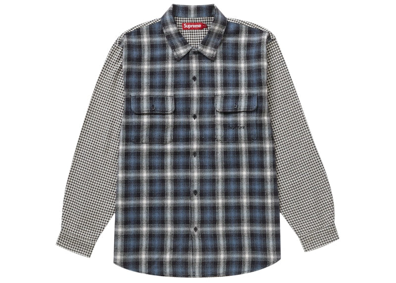 Supreme Houndstooth Plaid Flannel Shirt Navy