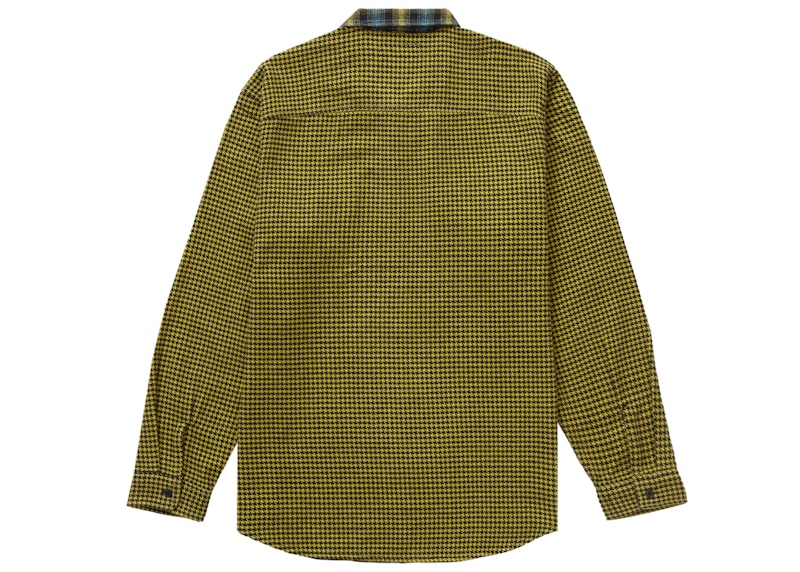 Supreme Houndstooth Plaid Flannel Shirt Yellow
