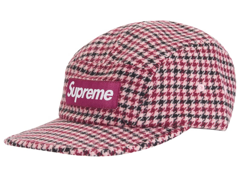 Supreme Houndstooth Wool Camp Cap Pink