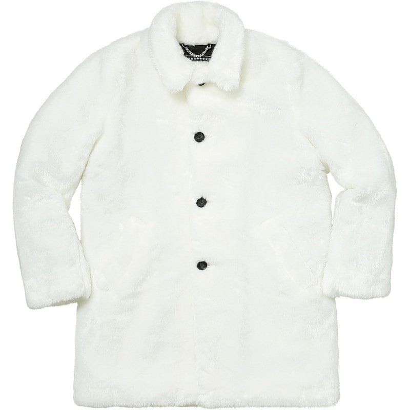 Supreme Hysteric Glamour Fuck You Faux Fur Coat White
