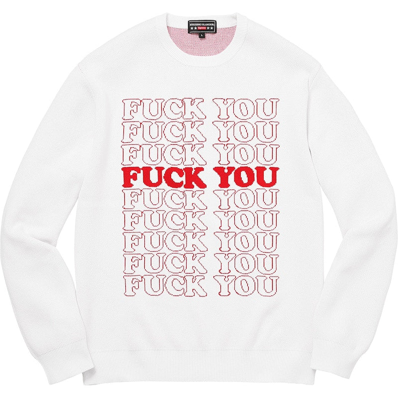 Supreme Hysteric Glamour Fuck You Sweater White