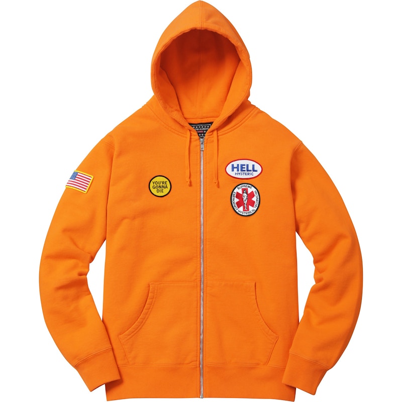 Supreme Hysteric Glamour Patches Zip Up Sweatshirt Light Orange