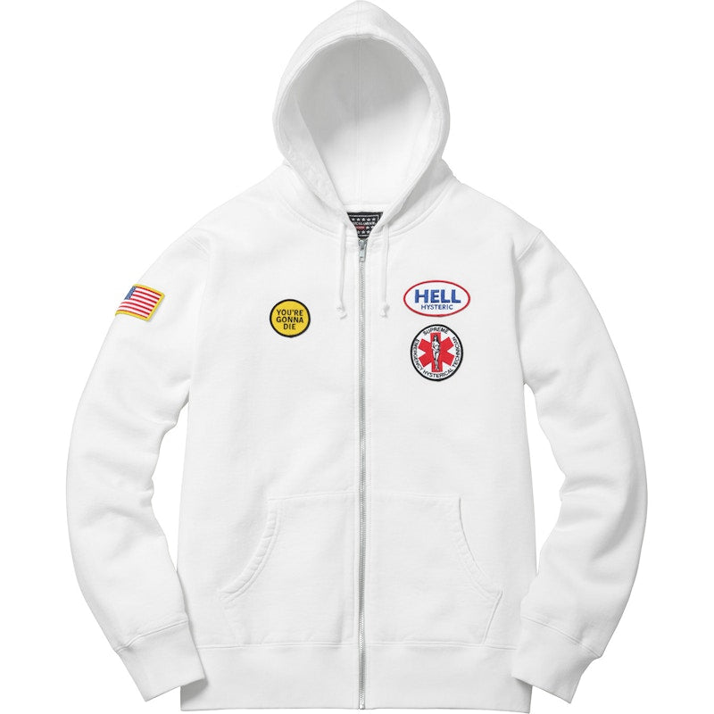 Supreme Hysteric Glamour Patches Zip Up Sweatshirt White