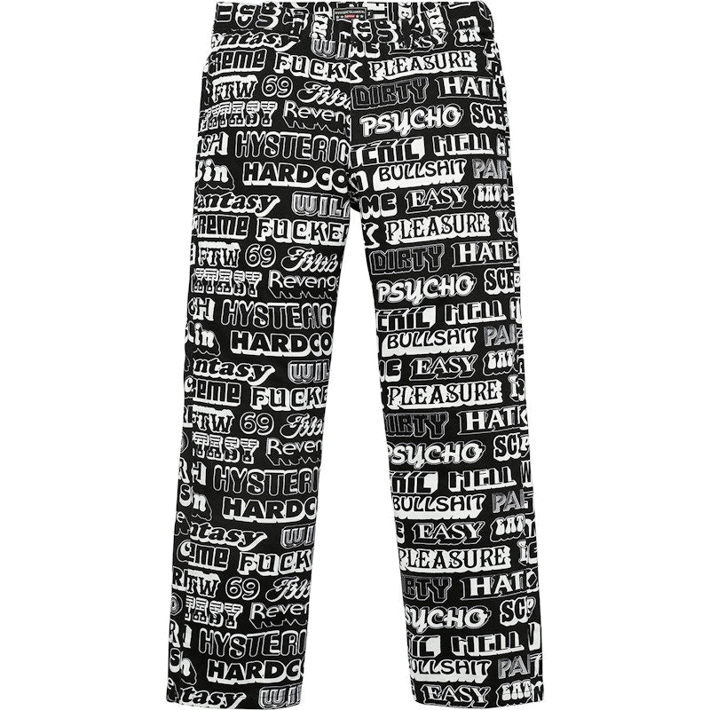 Supreme Hysteric Glamour Text Work Pant Black
