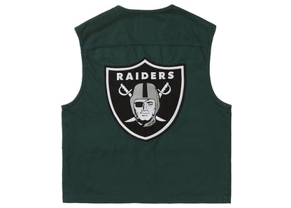 Supreme NFL x Raiders x '47 Denim Vest Dark Green