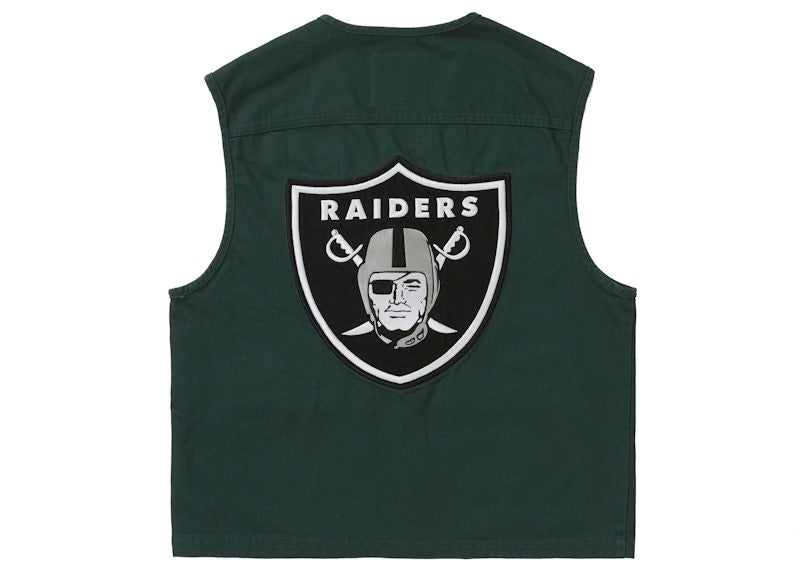 Supreme NFL x Raiders x '47 Denim Vest Dark Green