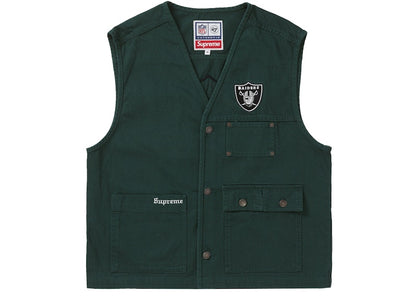 Supreme NFL x Raiders x '47 Denim Vest Dark Green