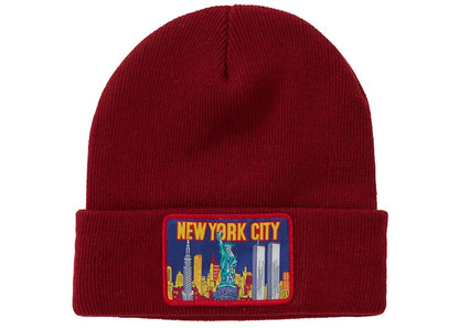 Supreme NY Patch Beanie Burgundy