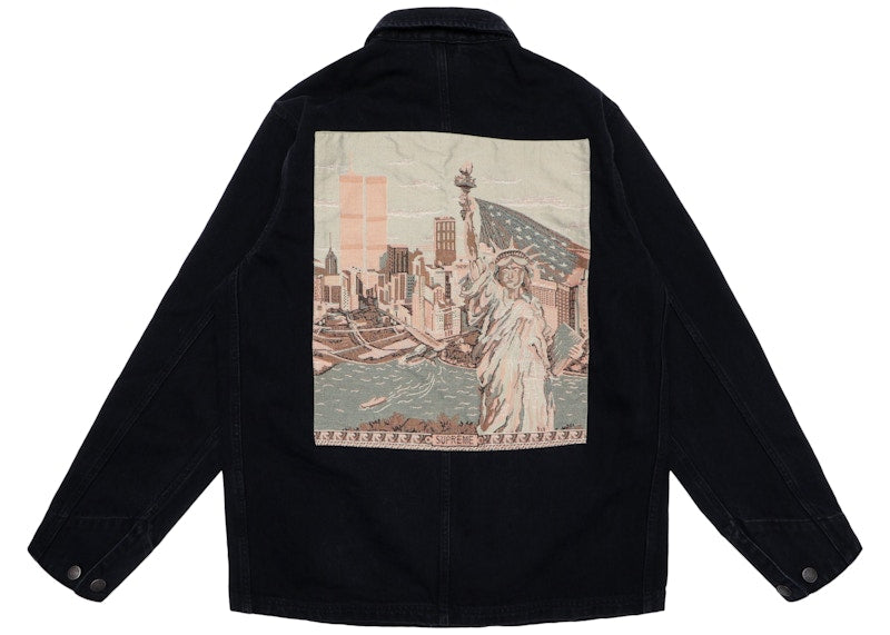 Supreme NY Tapestry Denim Chore Coat Black