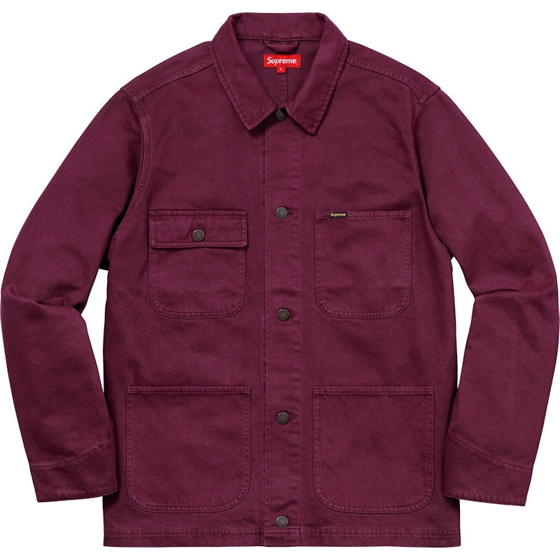 Supreme NY Tapestry Denim Chore Coat Maroon