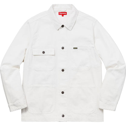 Supreme NY Tapestry Denim Chore Coat White