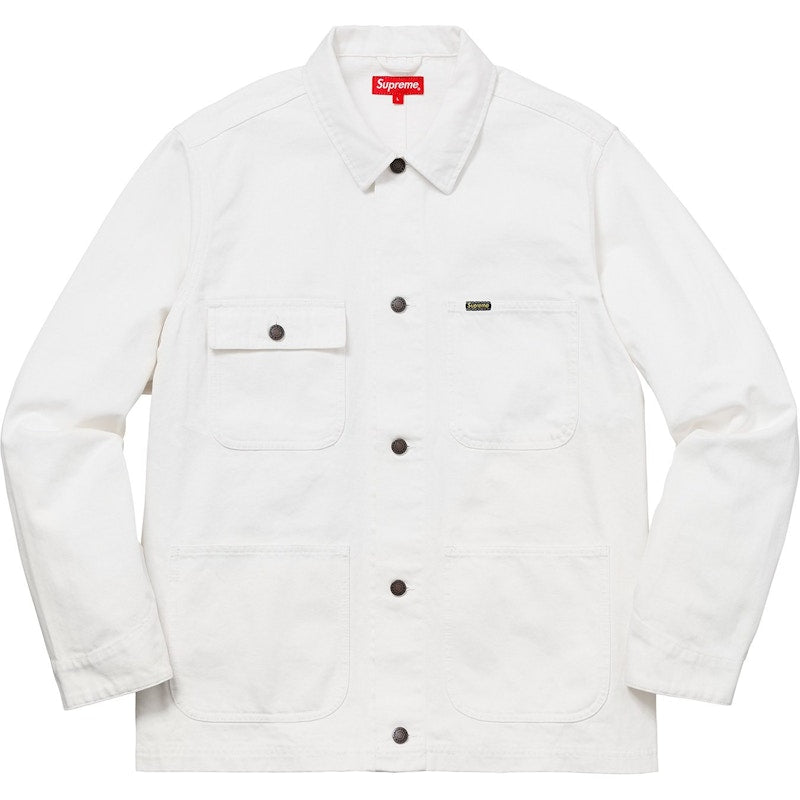 Supreme NY Tapestry Denim Chore Coat White