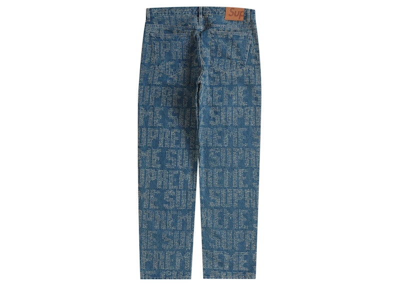 Supreme Needle Punch Regular Jean Washed Blue