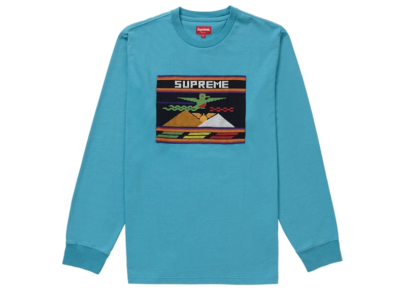 Supreme Needlepoint Patch L/S Top Dusty Teal