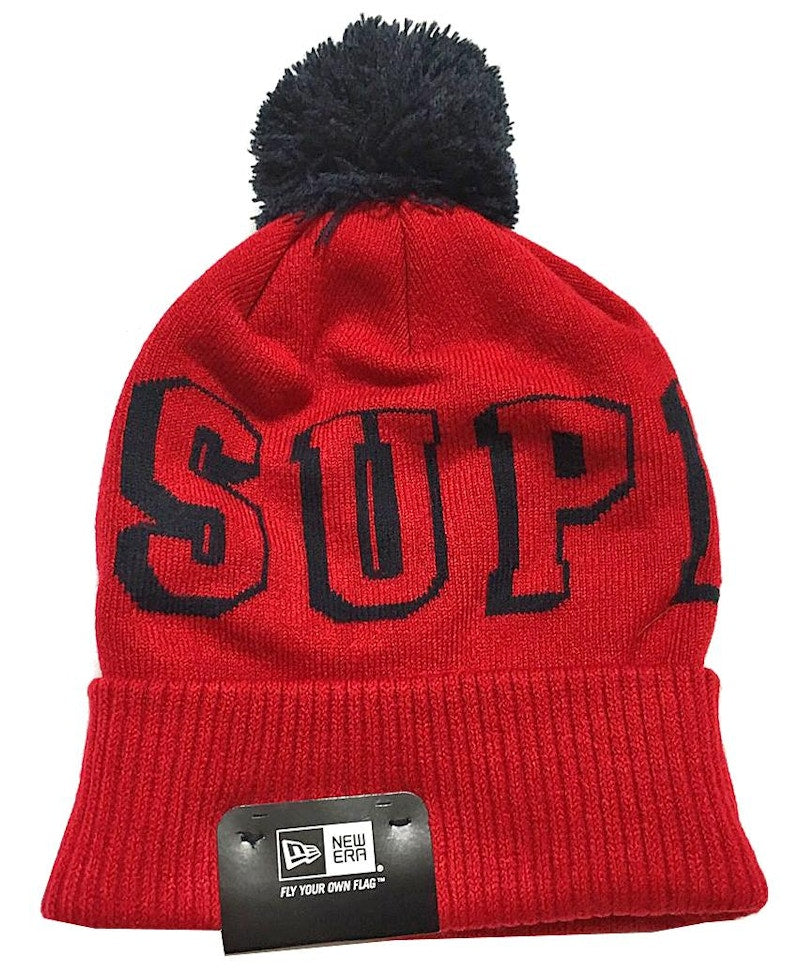 Supreme New Era Banner Beanie Red